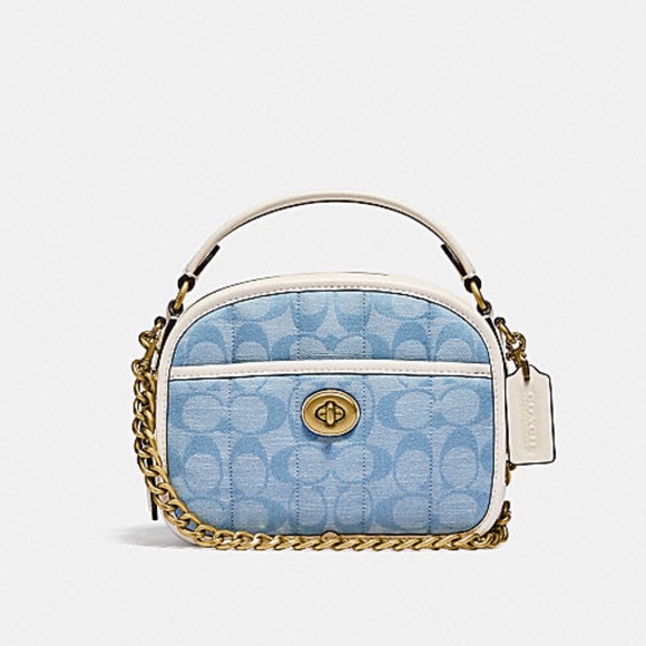 Coach Lunchbox Top Handle in Signature Chambray With Quilting - Picture 1 of 5